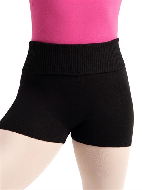 Capezio sorte foldover strik shorts til teen og damer