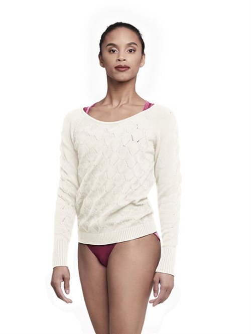 Bloch lang balletstrik med v-neck i cremefarvet